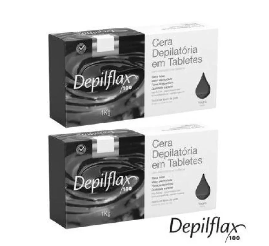 Kit com 02 Ceras Quente Depilatórias Depilflax Negra 1kg