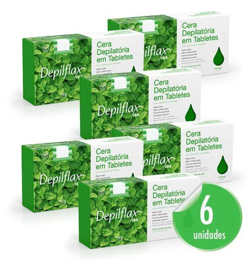 Kit 6 Ceras Depilatoria Quente Hortela 1kg Depiflax