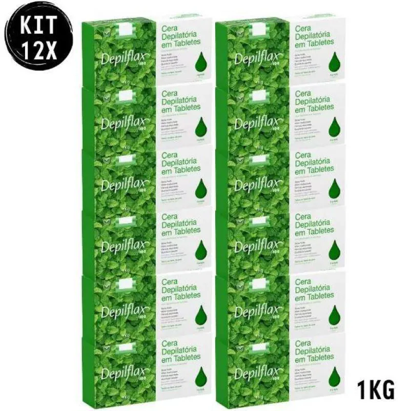Kit 12 Ceras Depilatória Quente Hortelã 1 Kg