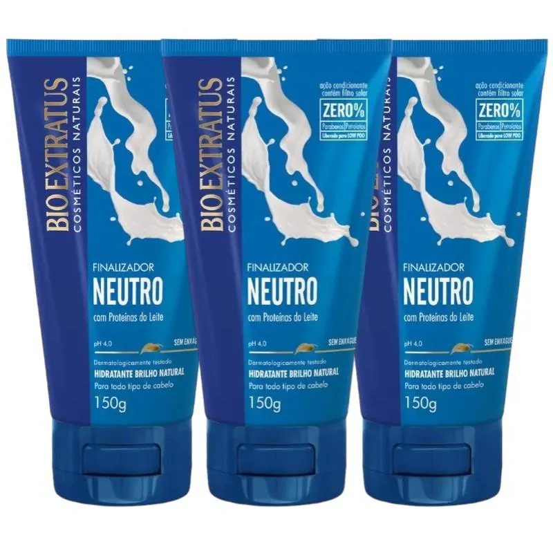 Kit 3 Finalizador Brilho Natural Neutro 150 G Bio Extratus