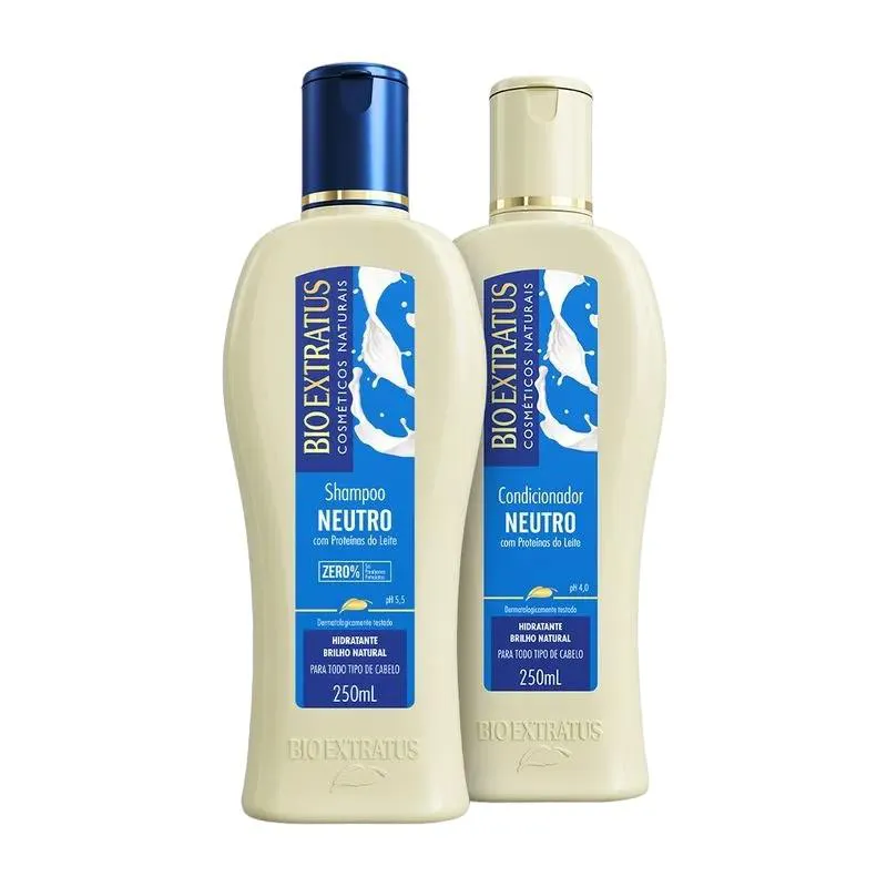 Kit 1 Shampoo 1 Condicionador Brilho Natural Neutro 250 Ml Bio Ext
