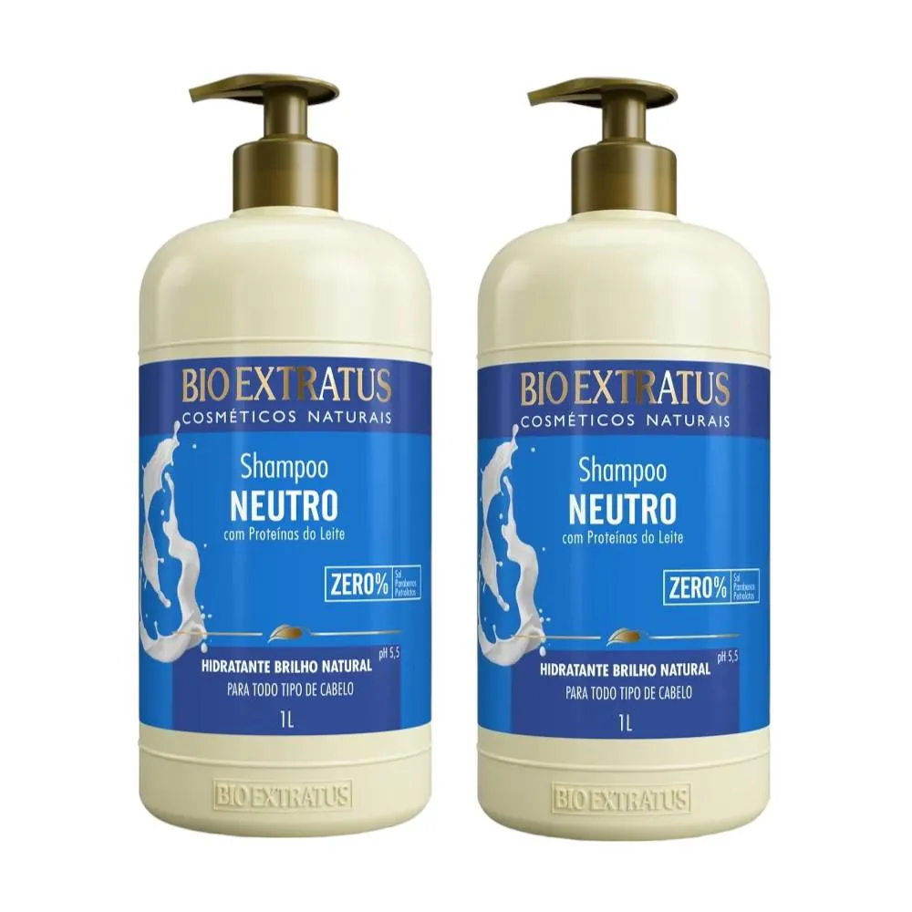 Kit 2 Shampoo Brilho Natural Neutro 1 L Bio Extratus
