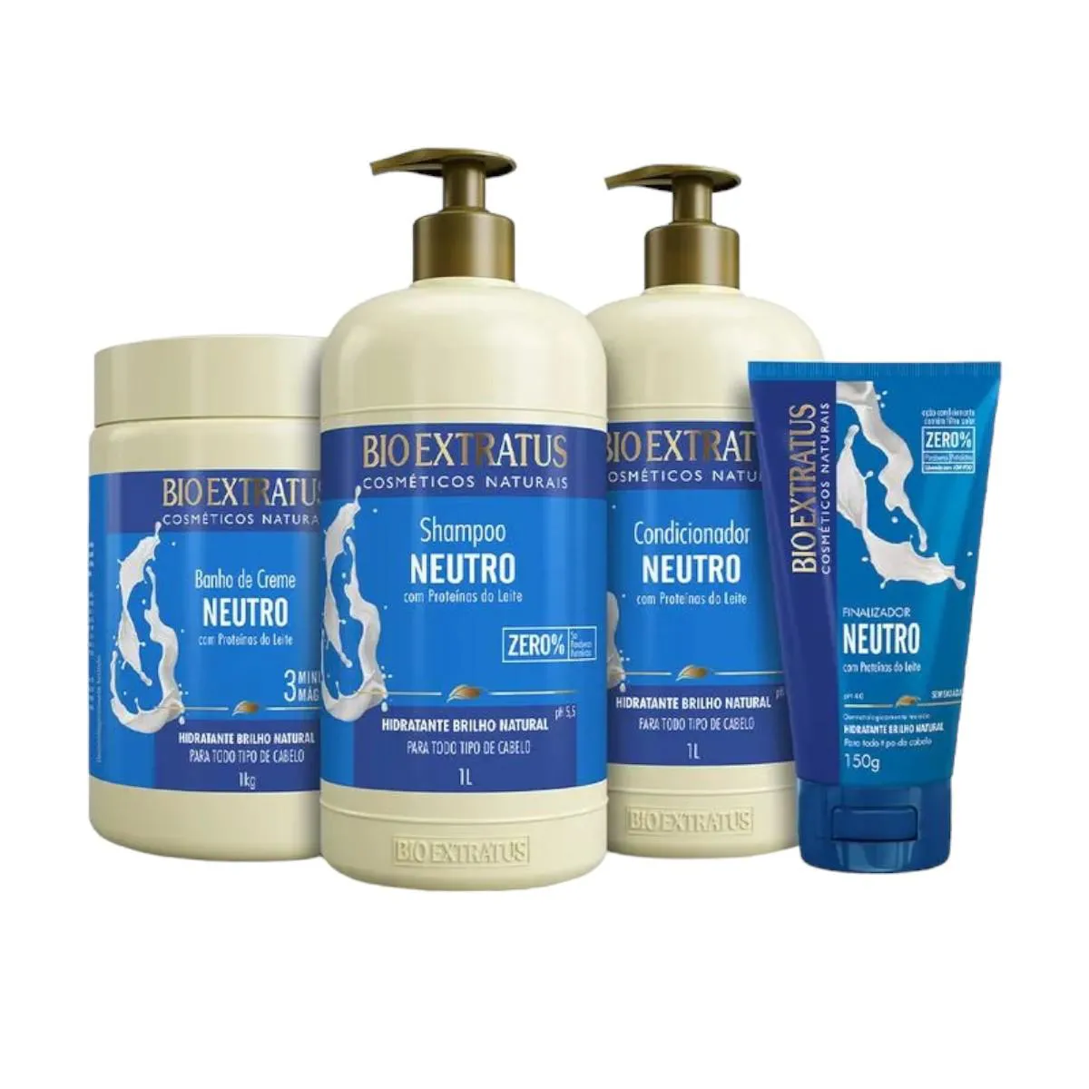 Kit 1 Shampoo 1 Condicionador 1 Banho Creme Neutro 1L 1 Finalizador 150Ml