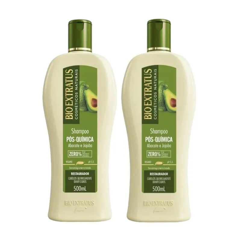 Kit 2 Shampoo Tratamento Restaurador Pós Quimica 500 Ml Bio Extratus