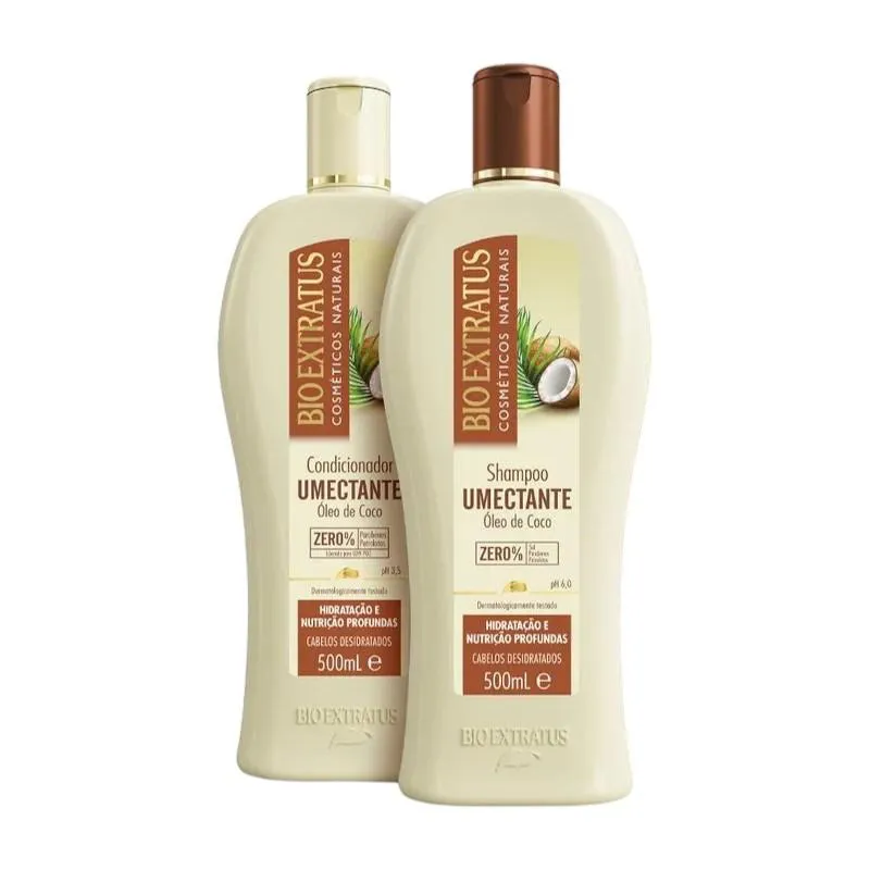 Kit 1 Shampoo 1 Condicionador Brilho Natural Umectante 500 Ml Bio Ext