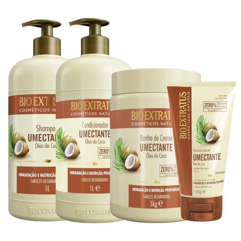 Kit 1 Shampoo 1 Condicionador 1 Banho Umectante 1L + 1 Finalizador 150Ml