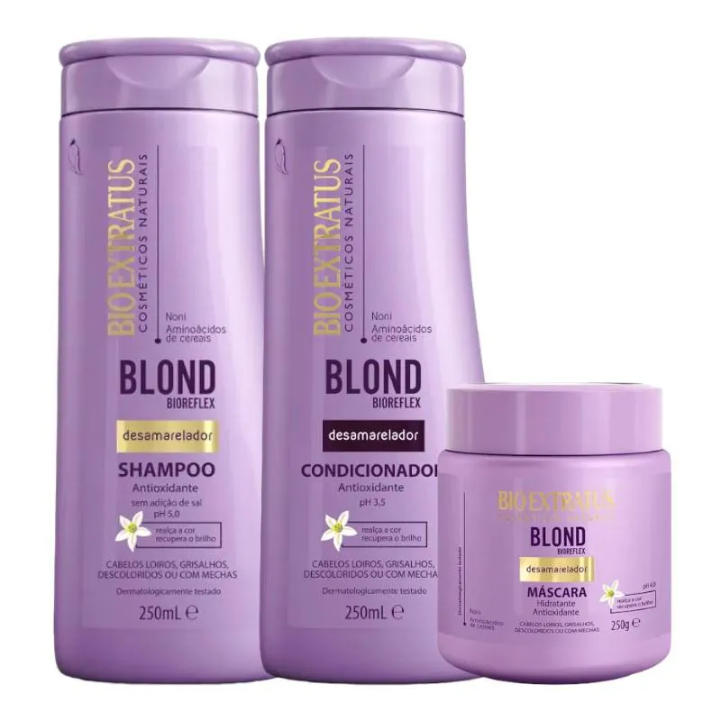 Kit 1 Shampoo 1 Condicionador 1 Mascara Desamarelador Blond Bioreflex 250 Ml