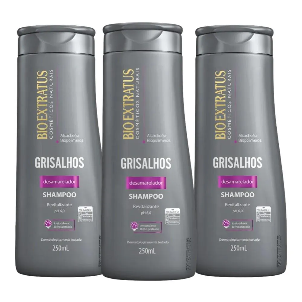 Kit 3 Shampoo Grisalhos 250 Ml Bio Extratus