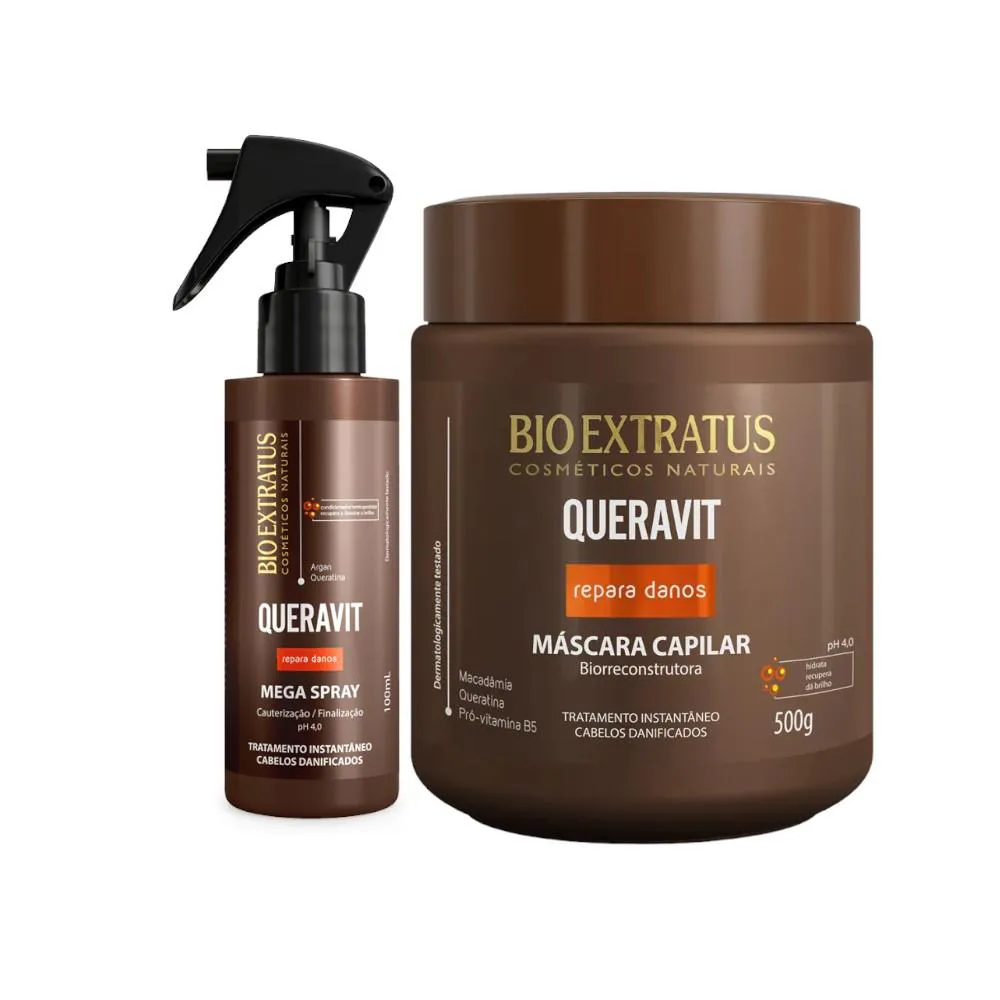 Kit Queravit Finalização Capilar 1 Máscara 500Ml 1 Megaspray 100Ml