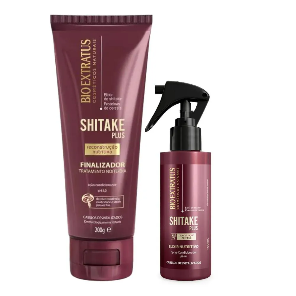 Kit Shitake Finalização Finalizador Noite/Dia 200Ml 1 Spray Elixir 100Ml