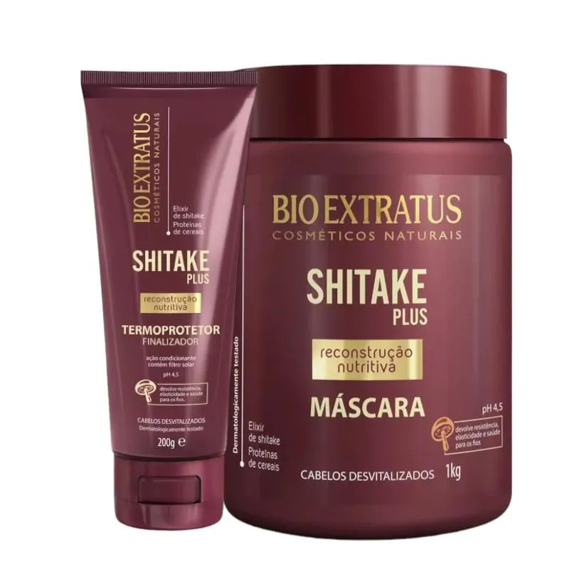 Kit Shitake Finalização 1 Máscara 1Kg 1 Finalizador Noite/Dia 200Ml