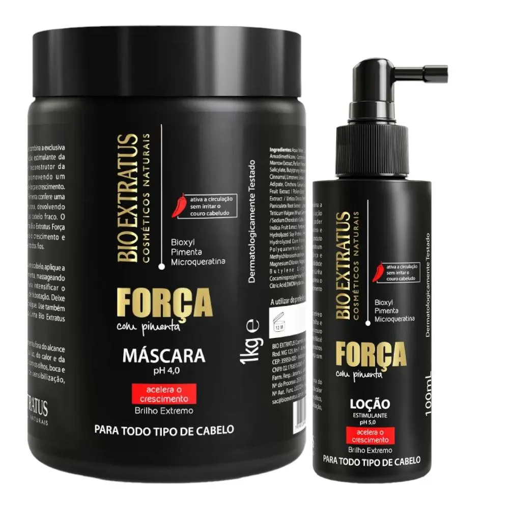 Kit Força com Pimenta 1 Máscara 1Kg 1 Loção 100Ml