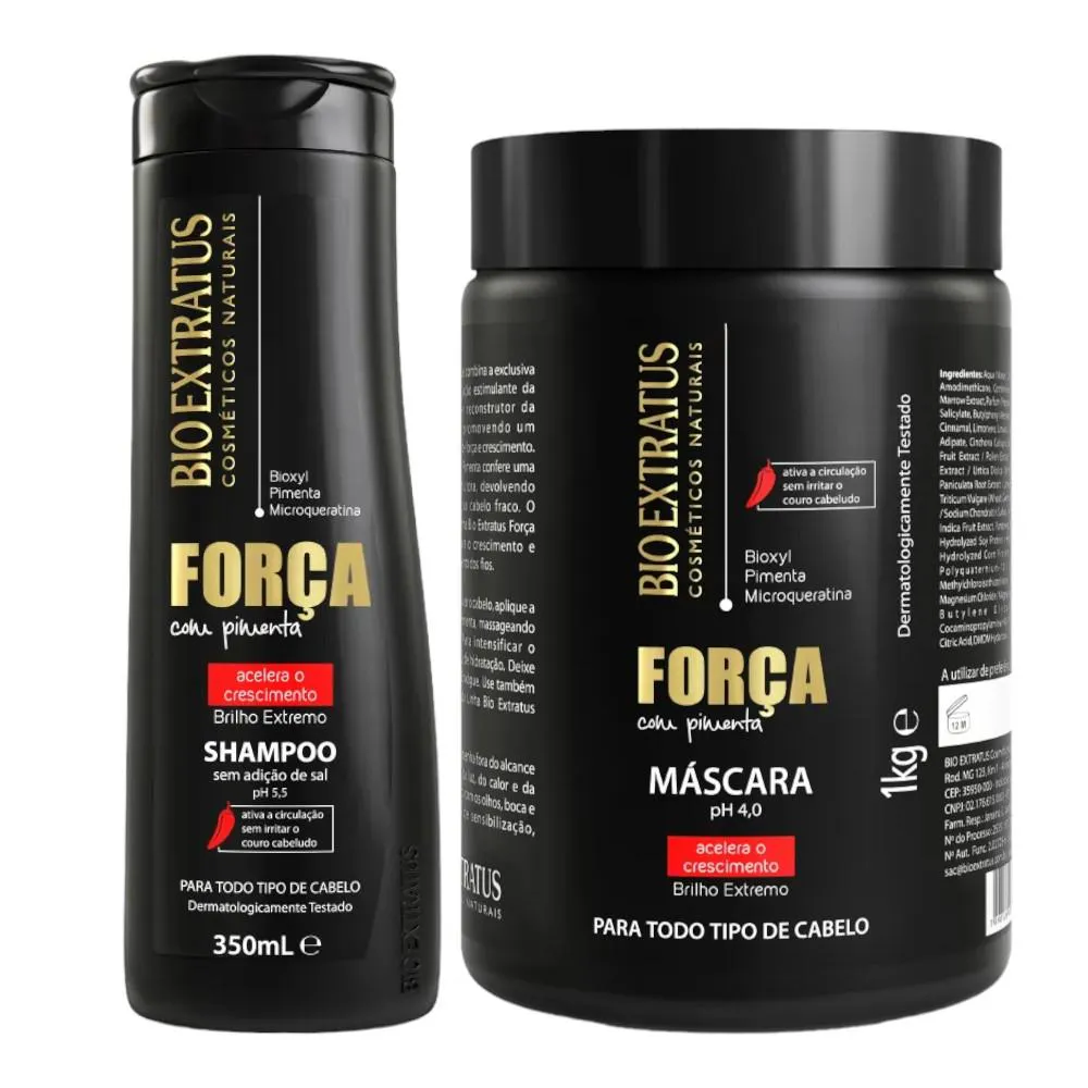 Kit Força com Pimenta 1 Shampoo 350Ml 1 Máscara 1Kg