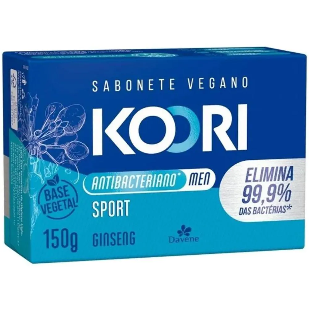 Sabonete Vegetal Koori Antibac Sport Barra 150g Davene