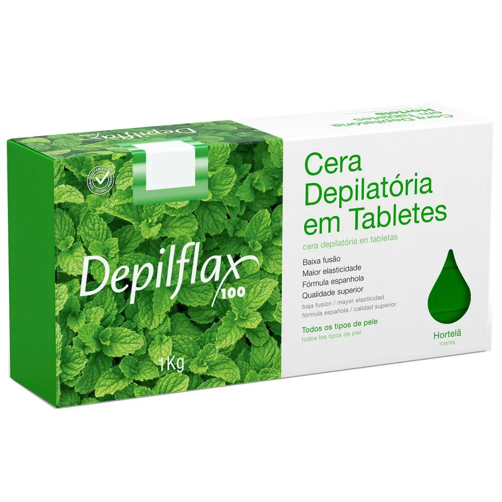 Cera Quente Depilacao Depilflax Hortela 1kg Tabletes