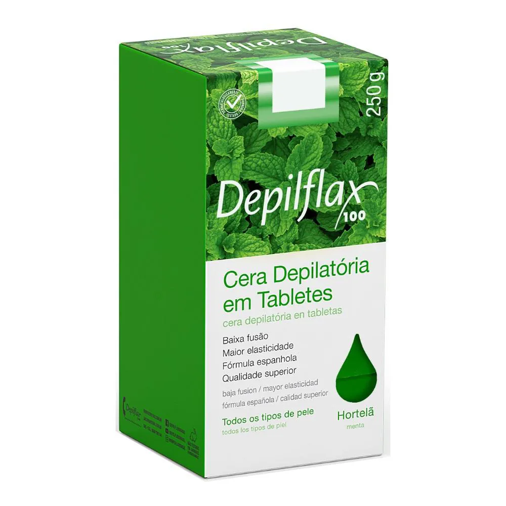Cera Quente Depilacao Depilflax Hortela 250g em Tabletes