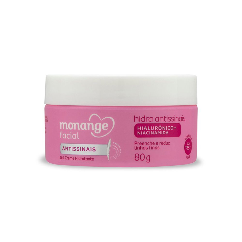 Creme Facial Monange Hidratante Antissinais com Ácido Hialurônico e Niacinamida 80g