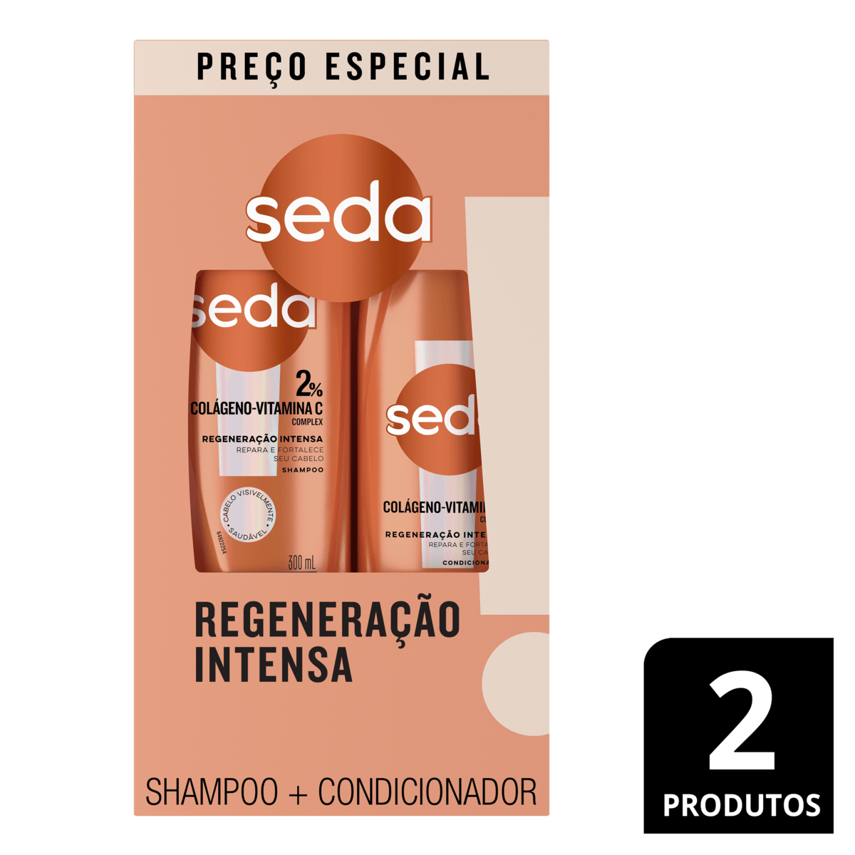 Kit Shampoo Seda by Niina Secrets Colágeno + Vitamina C 300ml 1 Uni + Condicionador  Colágeno + Vitamina C by Niina Secrets 190ml 1 Uni