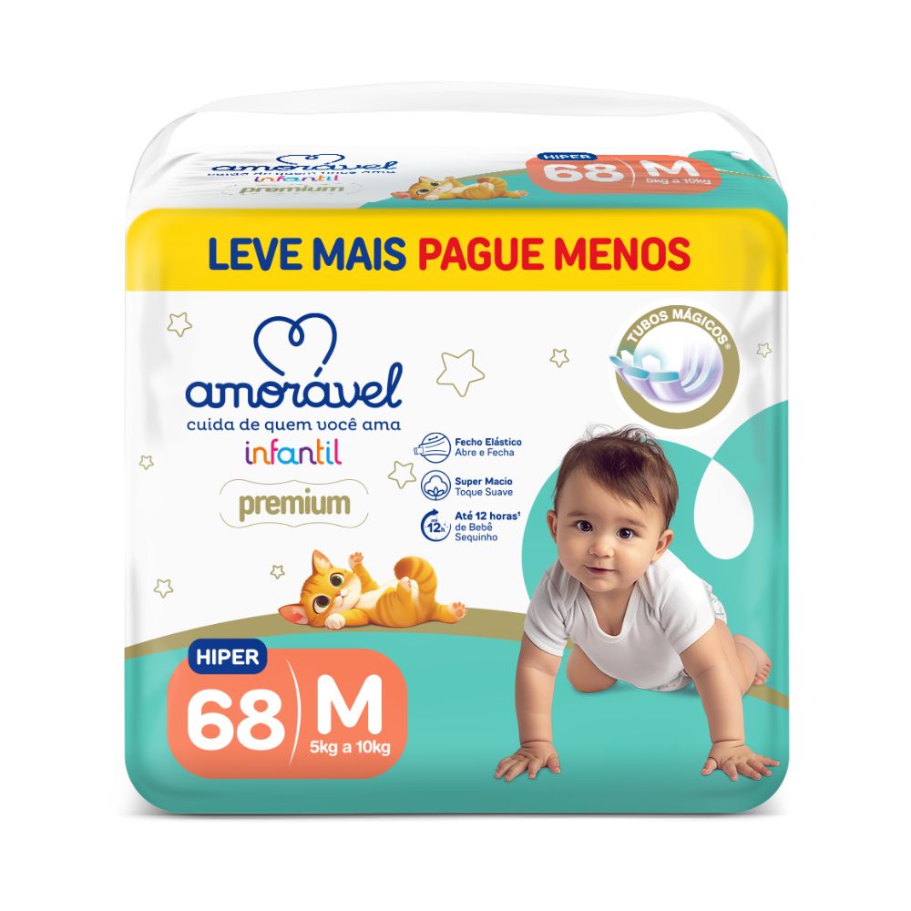 Fralda Amorável Premium M 68 Unidades