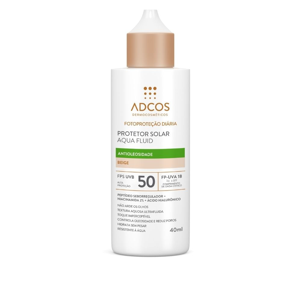 Protetor Solar Facial Adcos Aqua Fluid Bege Fps50 40ml