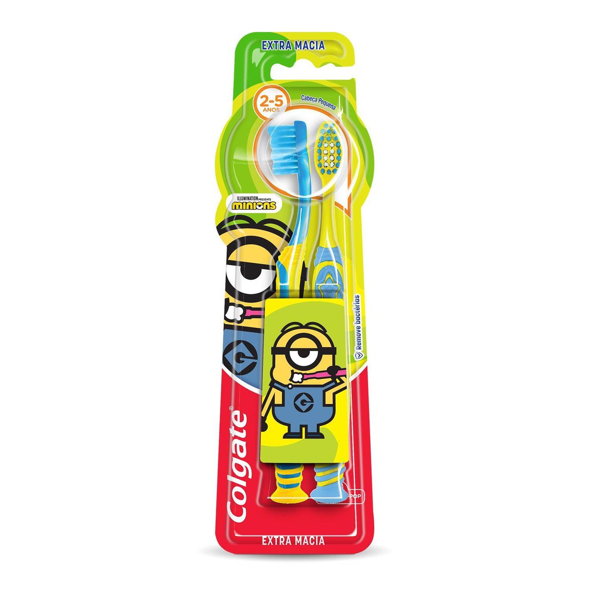 Escova Dental Infantil Colgate Smiles Minions Cerdas Extra Macias 2 a 5 anos 2 Unidades