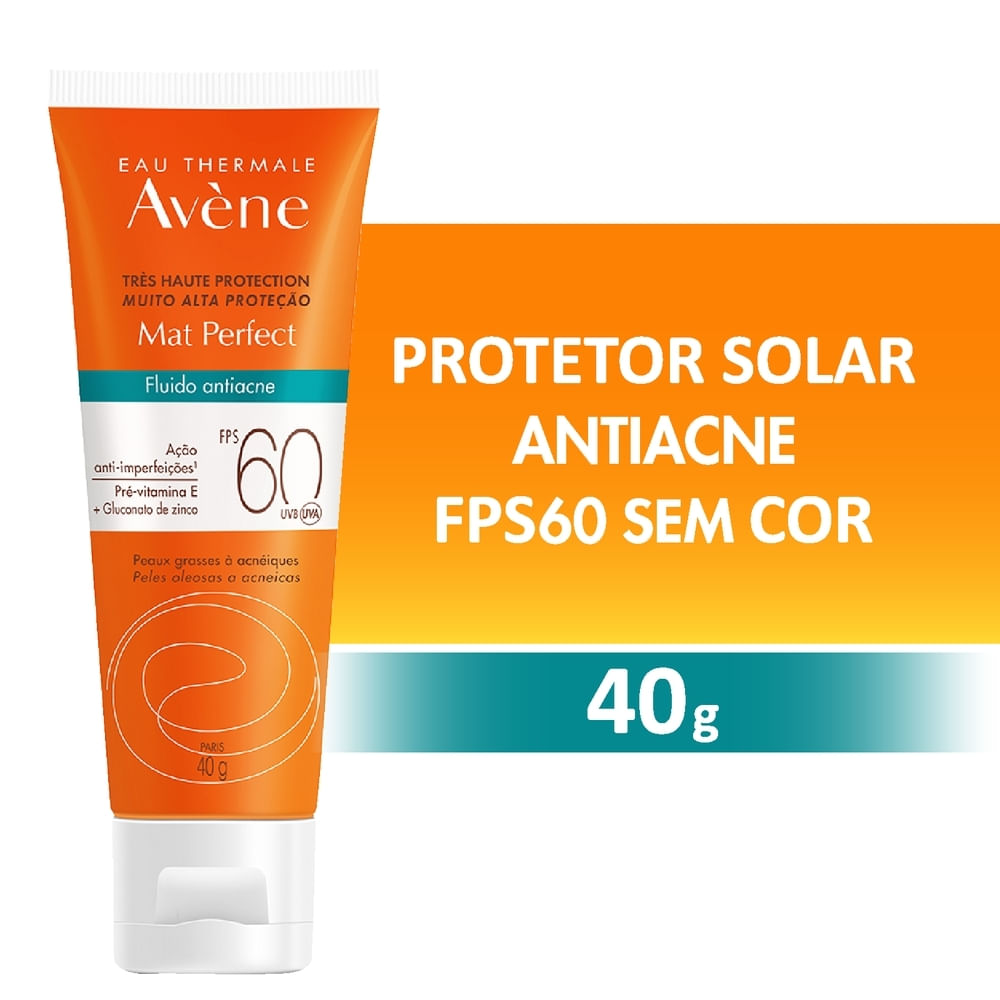 Protetor Solar Facial Avène Mat Perfect Fluído Antiacne FPS60 40g