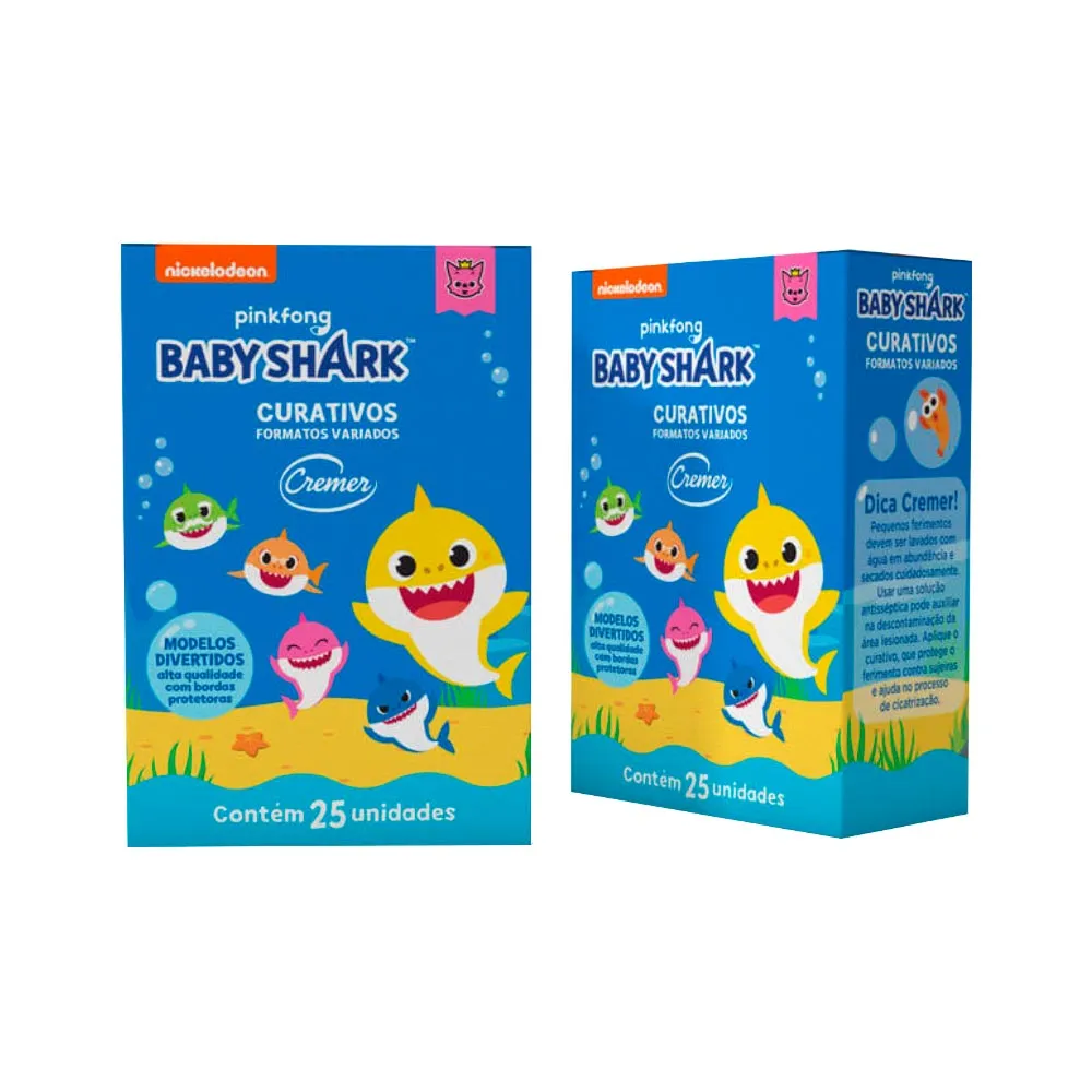 Curativo Cremer Com 25 Adesivos Baby Shark