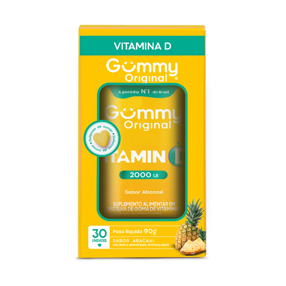 Vitamina D 2.000UI Gummy Vitamin D Abacaxi 30 gomas