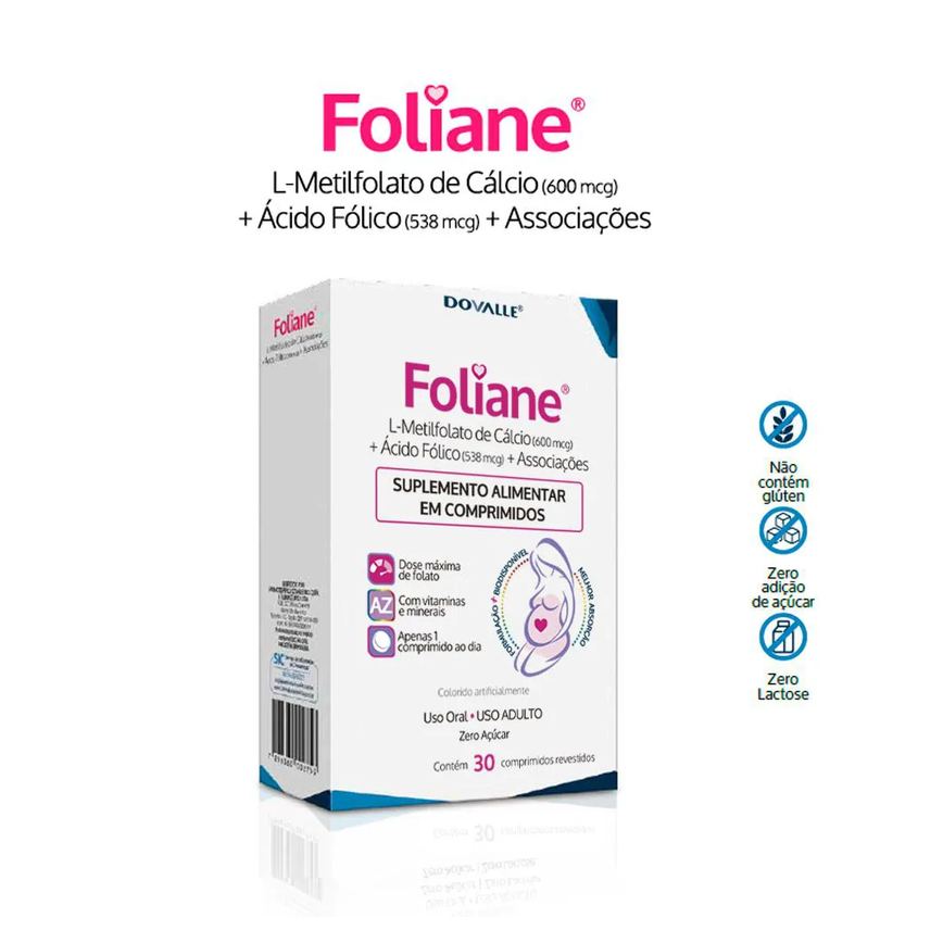 Foliane c/ 30 Comprimidos Para Gestantes