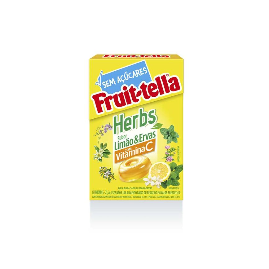 Bala Fruit-Tella Herbs Limão e Ervas 12 unidades