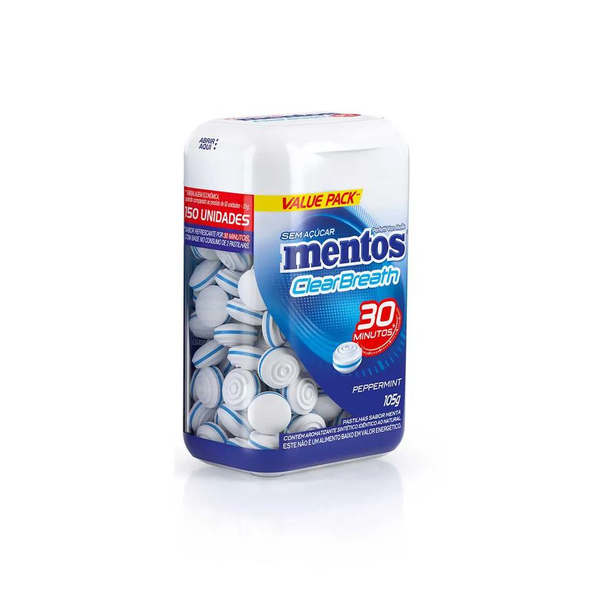 Pastilha Mentos Clear Breath Peppermint com 105g