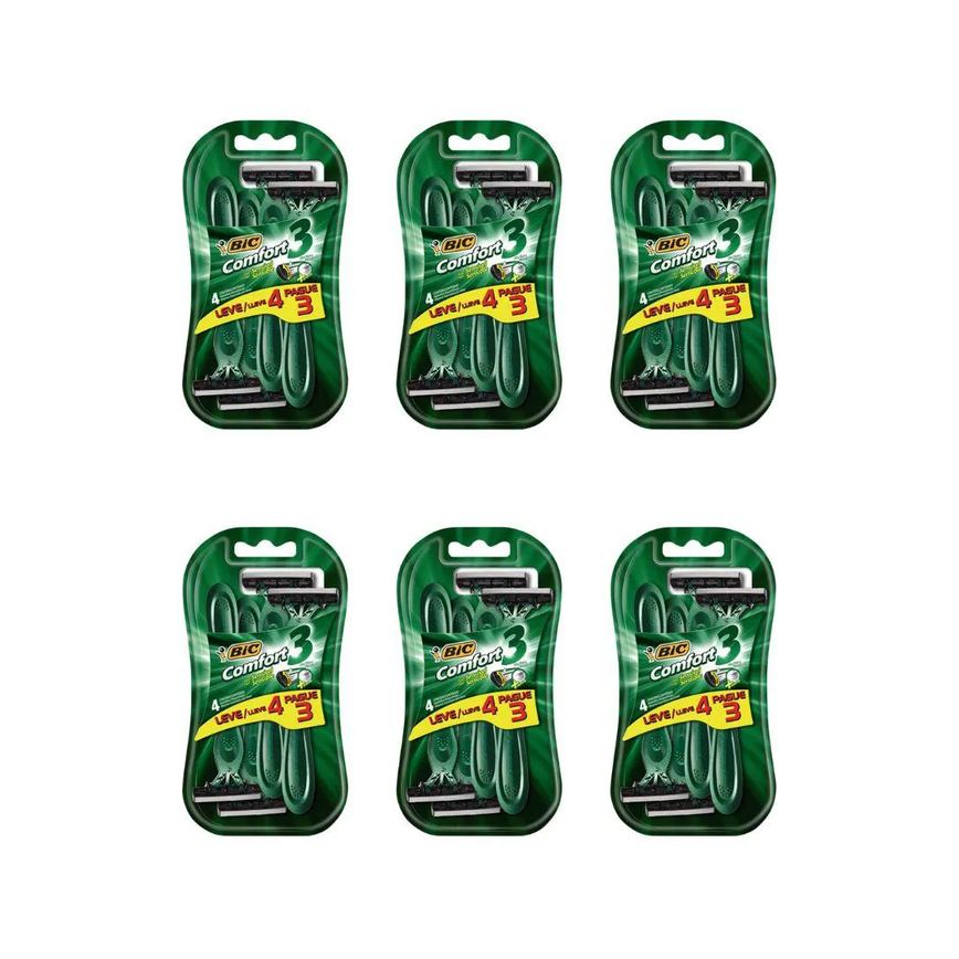 Aparelho de Barbear Bic Comfort 3 L4P3 Pele Sensivel-Kit 6un