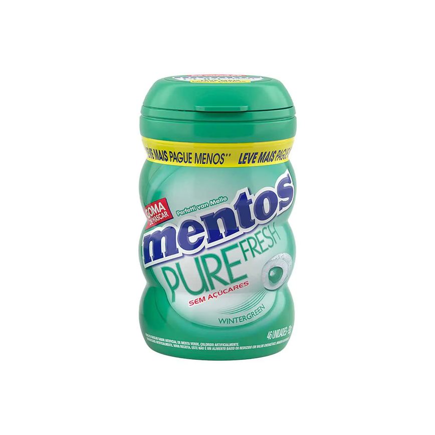 Mentos Pure Fresh Chiclete Sem Açúcar Sabor Wintergreen com 46 unidades