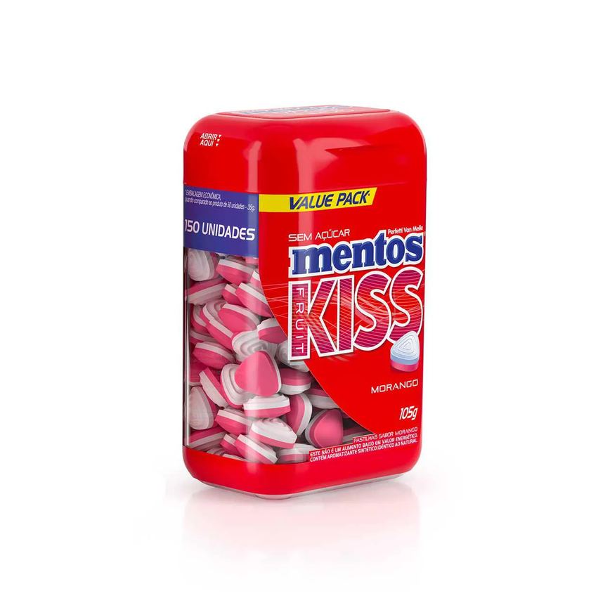 Pastilhas Mentos Kiss Fruit Morango com 105g