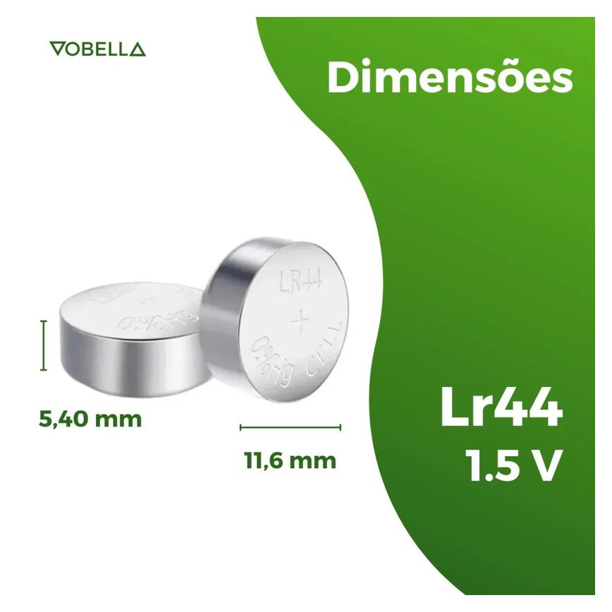 10 Baterias Pilhas Alcalina Lr44 1,5v Blister Cartela Elgin