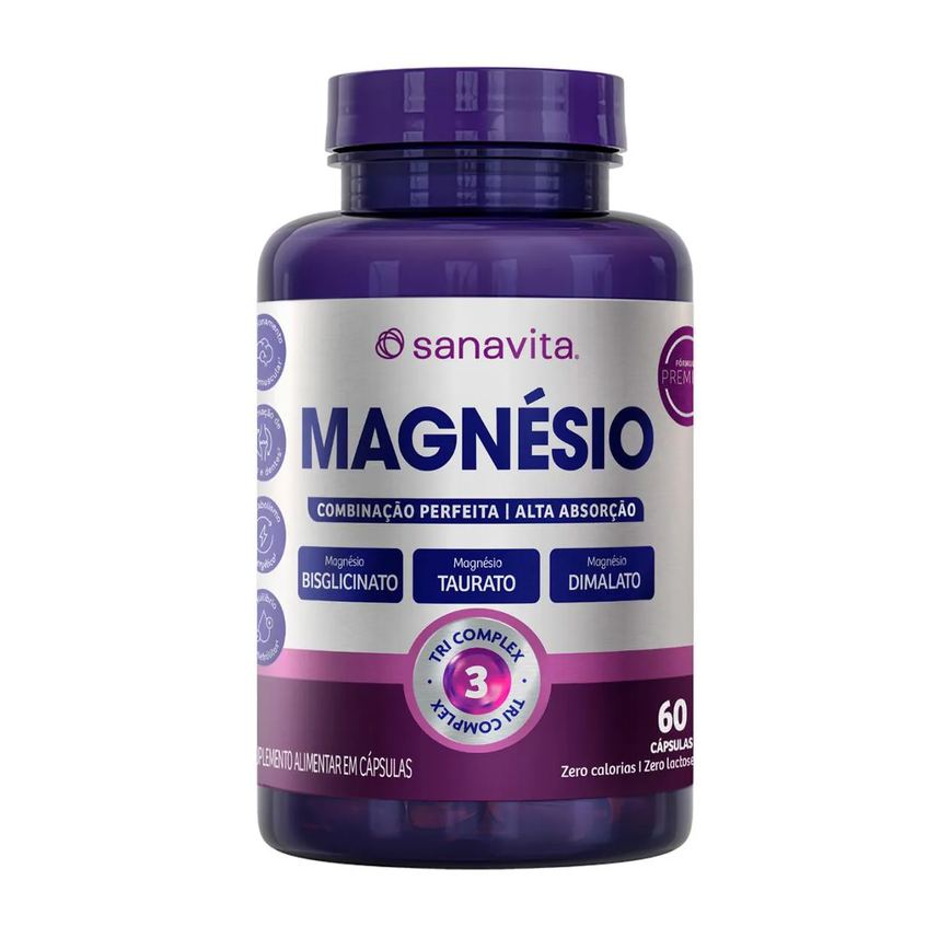 Magnésio Sanavita Tri Complex frasco 60 cápsulas