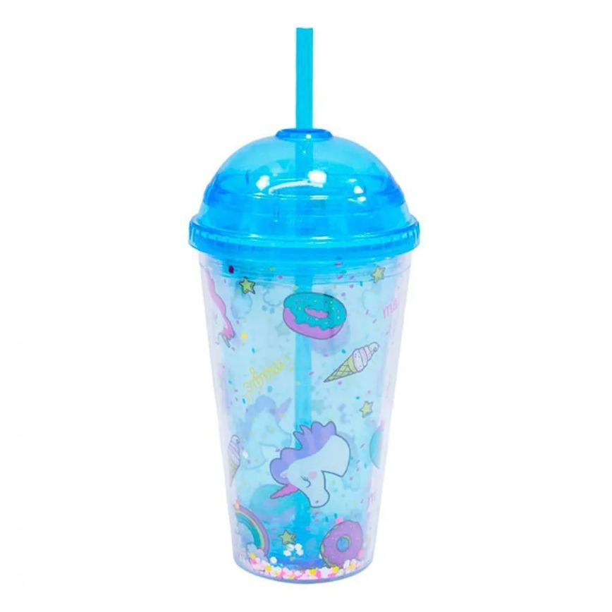 Copo Com Canudo Unicórnio 450ml Tasco Inport