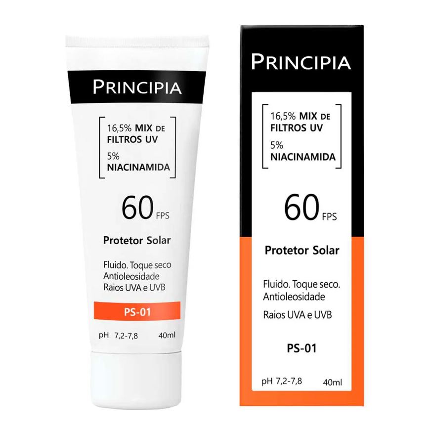Kit Facial Principia Skincare Gel de Limpeza Suave GL-02 350ml + Sérum Anti-Idade Mix-02 30ml + Creme Hidratante CH-01 50g + Protetor Solar PS-01 FPS 60 40ml