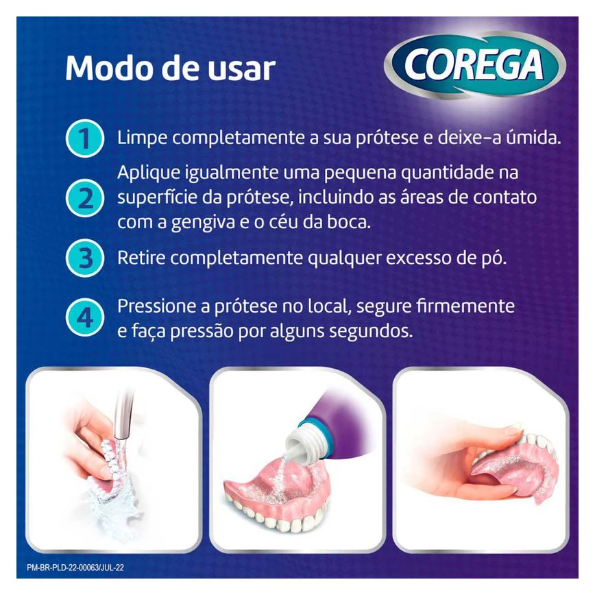 Kit Pó Fixador de Dentadura Corega 3 em 1 22g 3 unidades