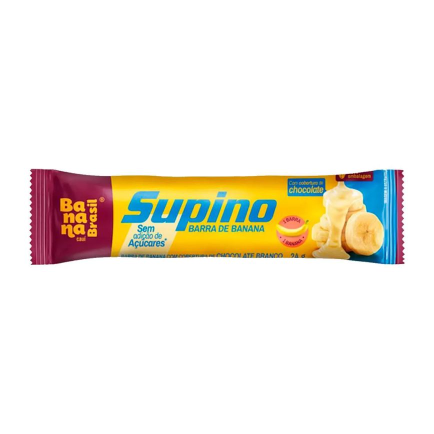 Barra de Frutas Supino Zero Banana e Chocolate Branco 24g