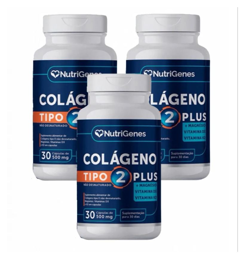 3x Colágeno Tipo2 Plus + Vit D 3 + Vit K2 + Magnésio