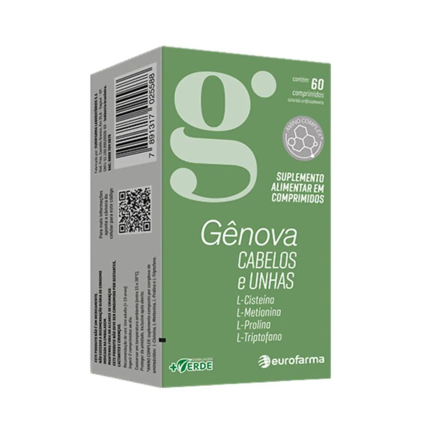 Gênova Suplemento Alimentar Cabelos Unhas C60 – Eurofarma