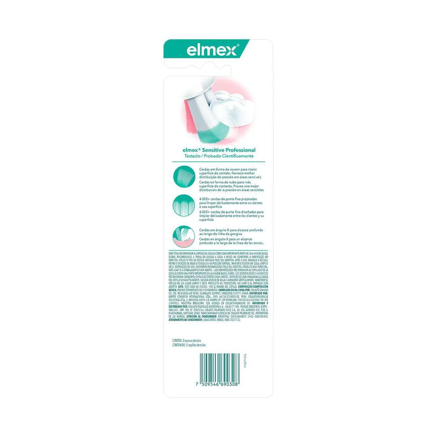 Kit Escova de Dente Elmex Sensitive Professional Ultra Macia Suave 2 unidades