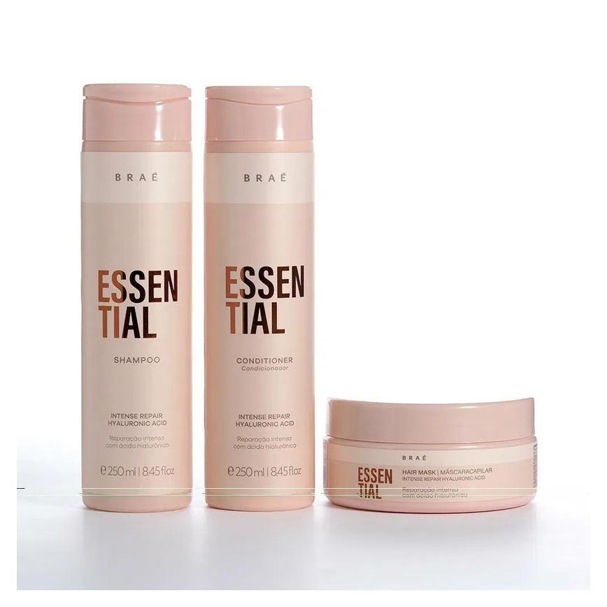 Kit Braé Essential Shampoo 250ml + Cond 250ml + Másc 200ml