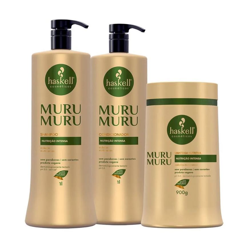 Kit Shampoo Condicionador Máscara Haskell Murumurú Hidrata e Nutre 900g