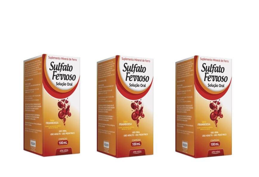 Kit C/3 Sulfato Ferroso Solução 100Ml - Arte Nativa
