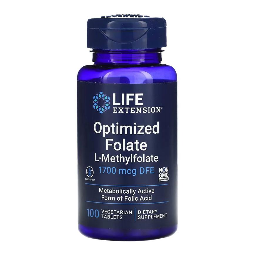 Metilfolato 1700mcg 100 Tabletes Veganos - Life Extension
