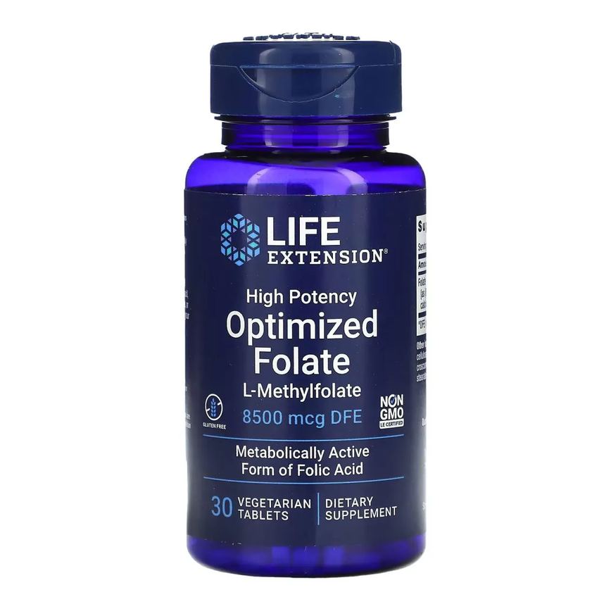Metilfolato 8500mcg 30 Tabletes Veganas - Life Extension