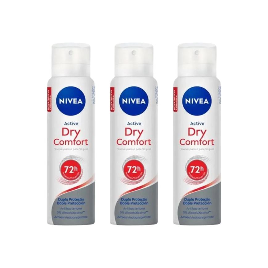 Desodorante Aero Nivea 200ml Fem Dry Comfort - Kit C / 3un