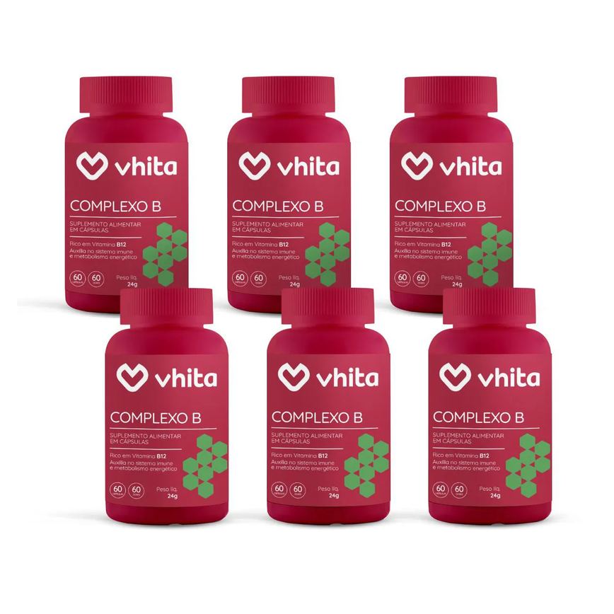 Vitamina B com Manganês para Apoiar o Metabolismo - Complexo B Vhita 6 Potes
